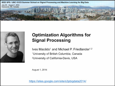 Optimization Algorithms for Signal Processing