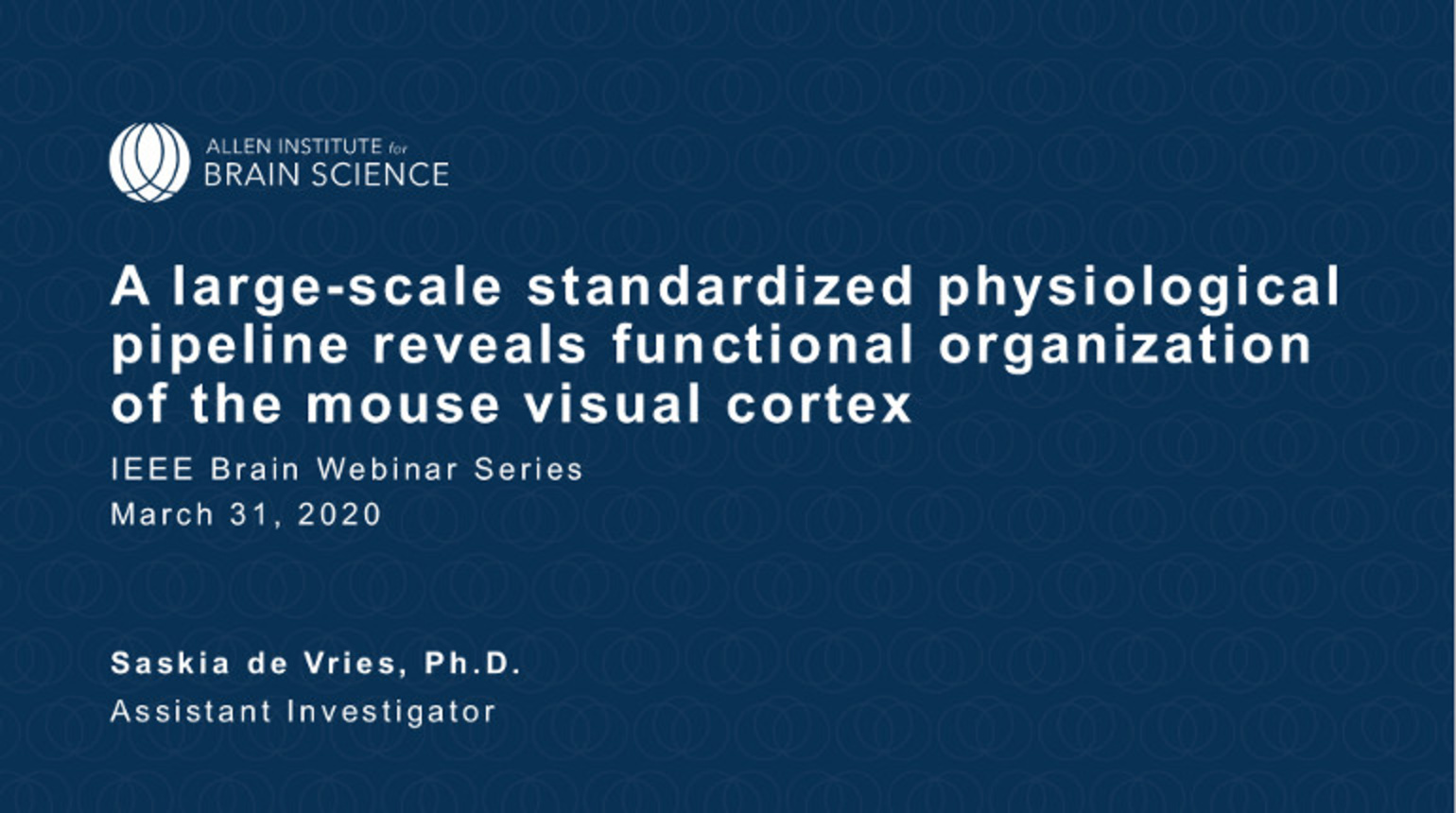 IEEE Brain: A Large-scale Standardized Physiological Pipeline Reveals Functional Organization of the Mouse Visual Cortex