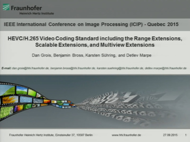 HEVC/H.265 Video Coding Standard including the Range Extensions, Scalable Extensions, and Multiview Extensions. Part I