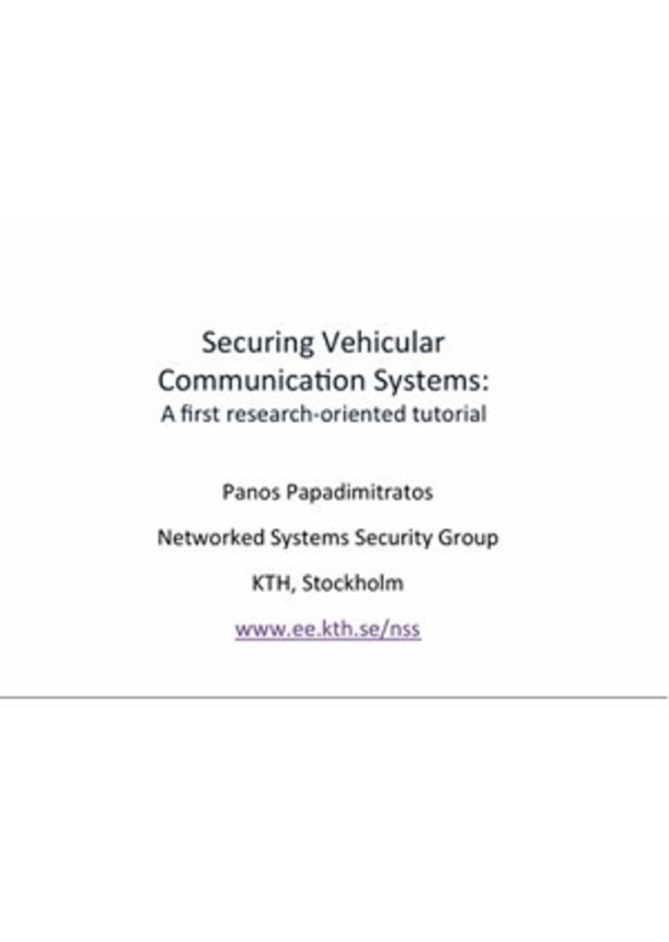 Video - Securing Vehicular Communication Systems A first Research-Oriented Tutorial