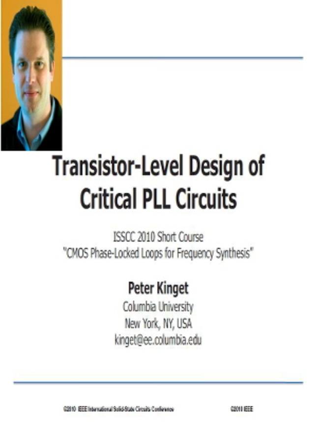 Transistor-Level Design of Critical PLL Circuits