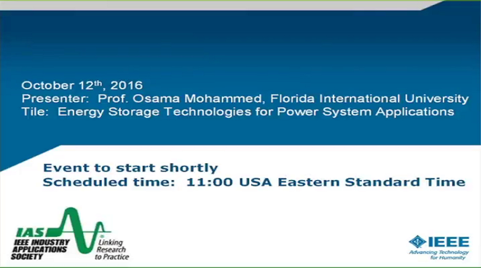Energy Storage Technologies for Power System Applications