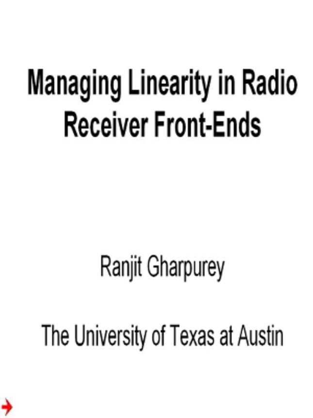 Managing Linearity in Radio Front Ends Video