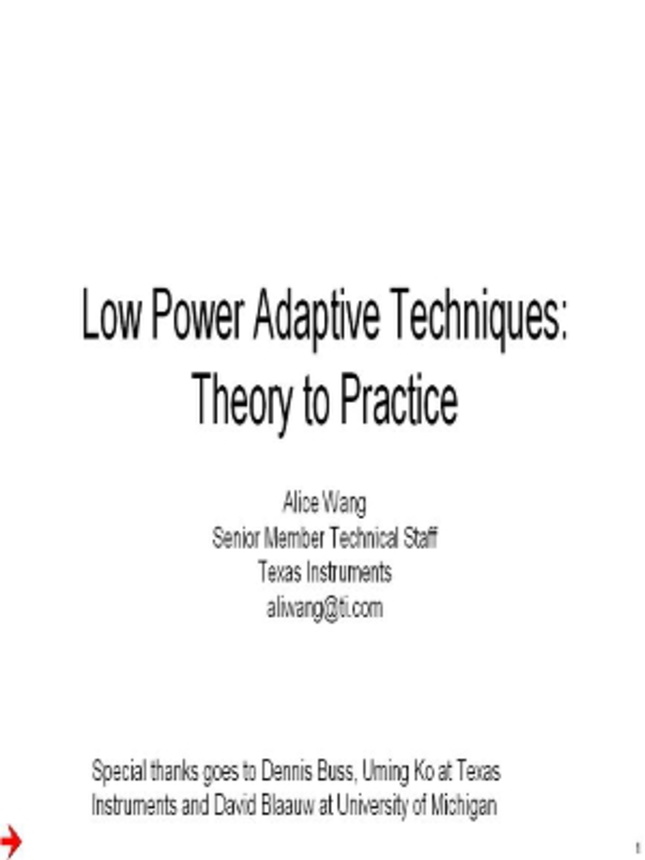 Adaptive Power Management Techniques Video