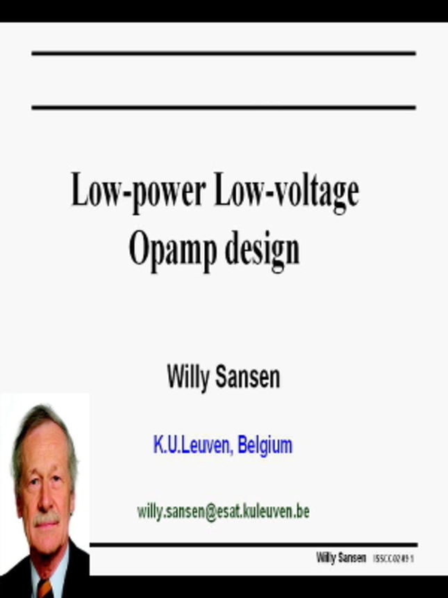 Low Power Low Voltage Opamp Design Video