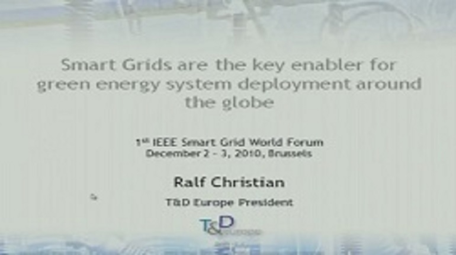 IEEE Smart Grid World Forum - Ralf Christian