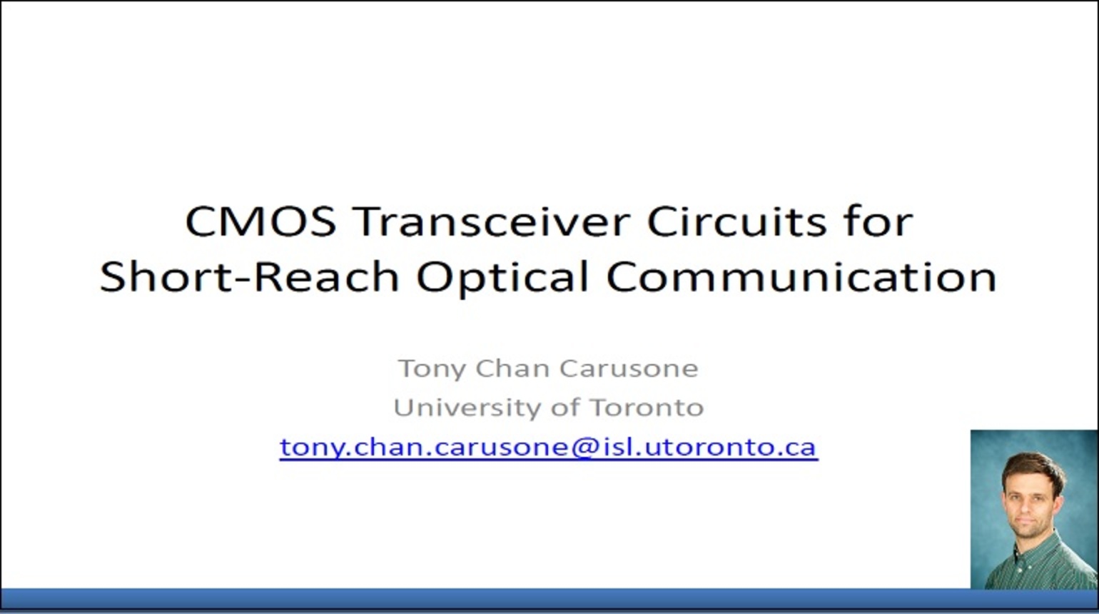 CMOS Transceiver Circuits for Short-Reach Optical Communication Video