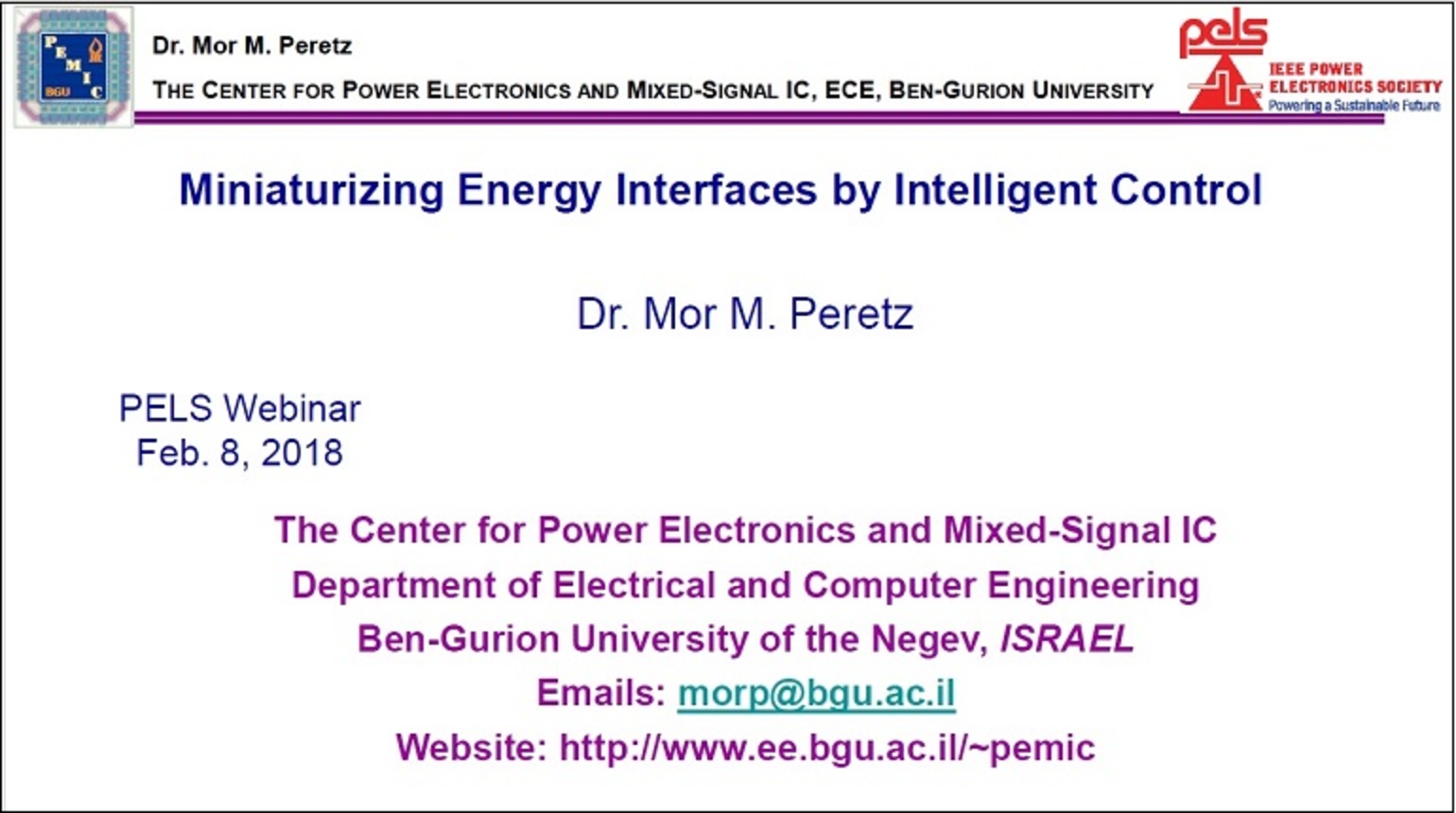Miniaturizing Energy Interfaces by Intelligent Control Video