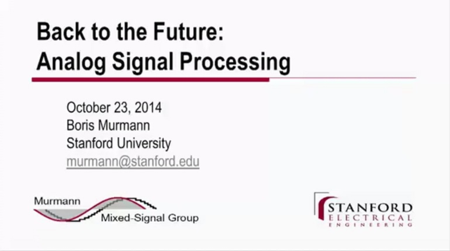 Back to the Future: Analog Signal Processing Video