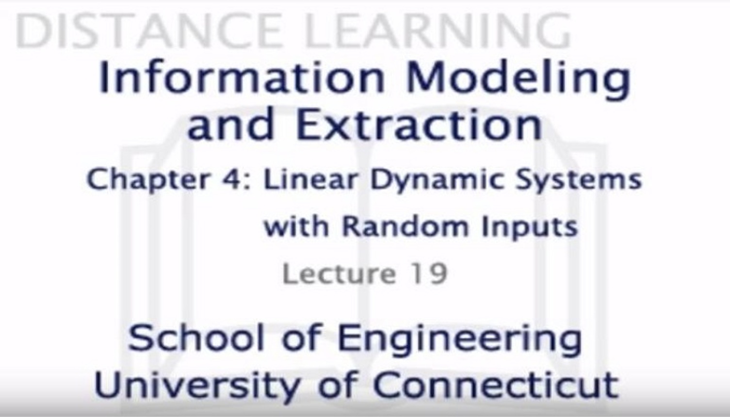 Information Modeling and Extraction Chapter 4 Lecture 19