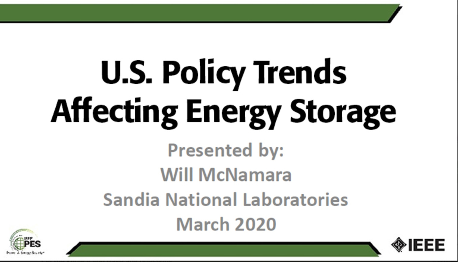 U.S. Policy Trends Affecting Energy Storage