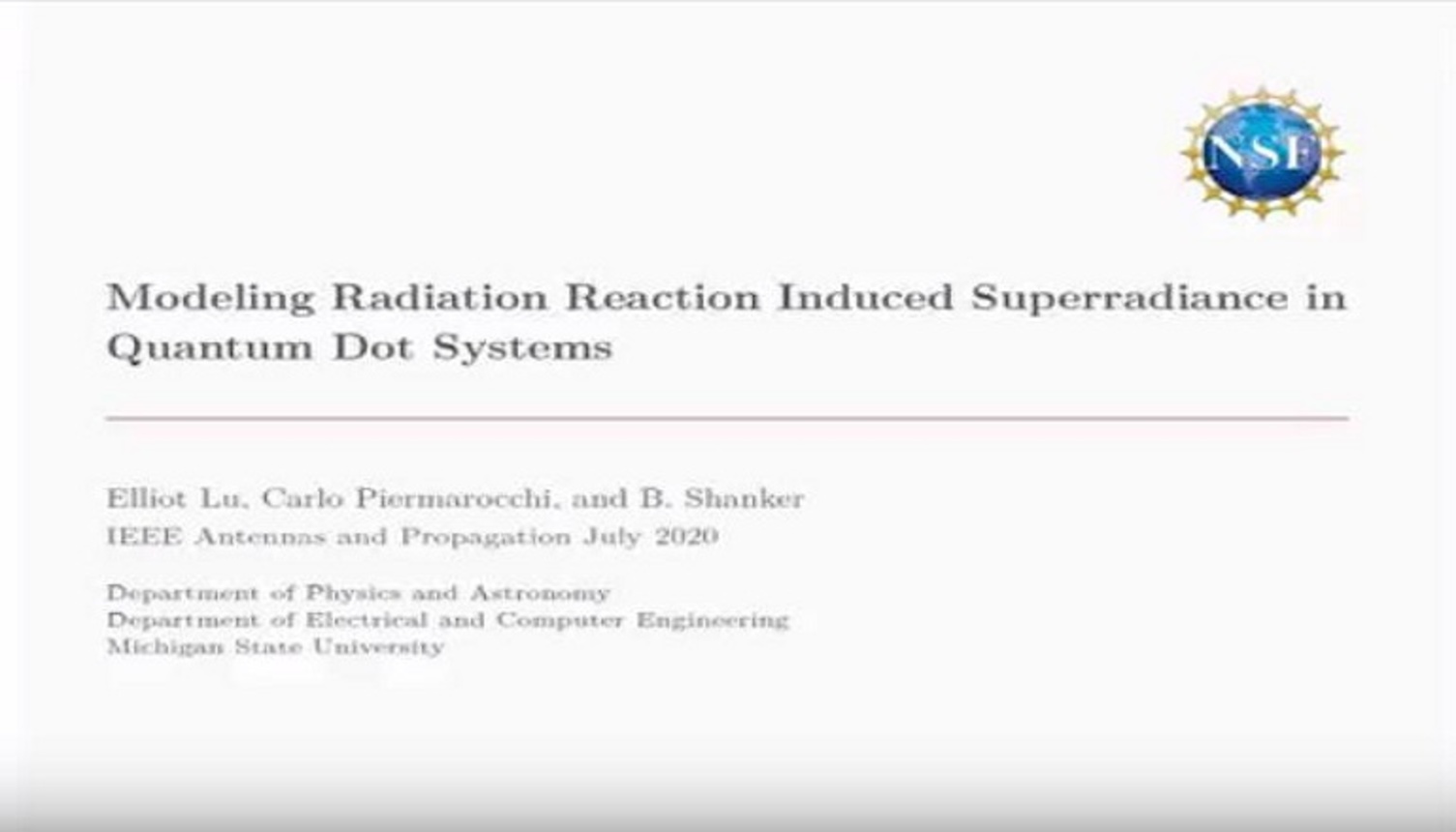 Modeling Radiation Reaction Induced Superradiance in Quantum Dot Systems Video
