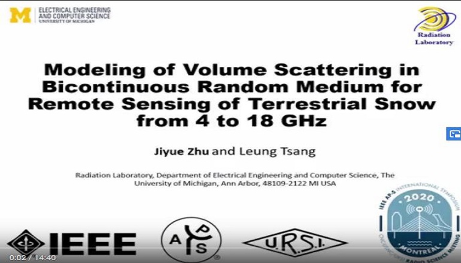 Modeling of Volume Scattering in Discontinuous Random Medium for Remote Sensing of Terrestrial Snow from 4 to 18 GHz Video