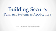 Building Security into Payment Systems and Applications