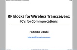 RF Blocks for Wireless Transceivers: IC's for Communications