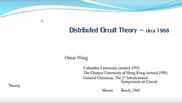Distributed Circuit Theory - Circa 1968