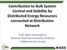 Contribution to Bulk System Control and Stability by DER Connected at Distribution Network