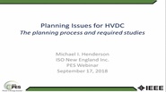 Planning Issues for HVDC