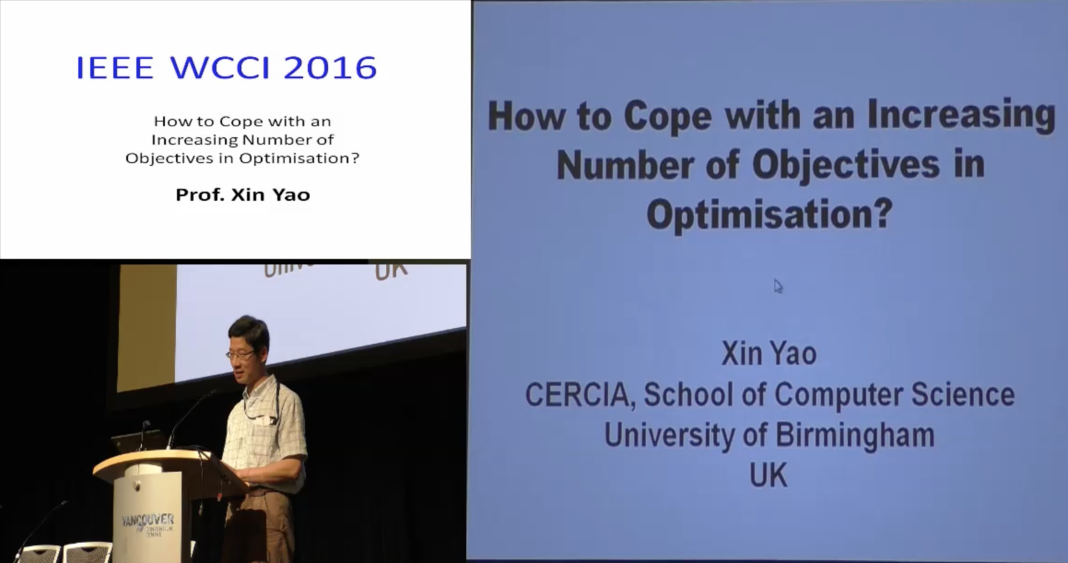 How to Cope with an Increasing Number of Objectives in Optimization - Xin Yao - WCCI 2016