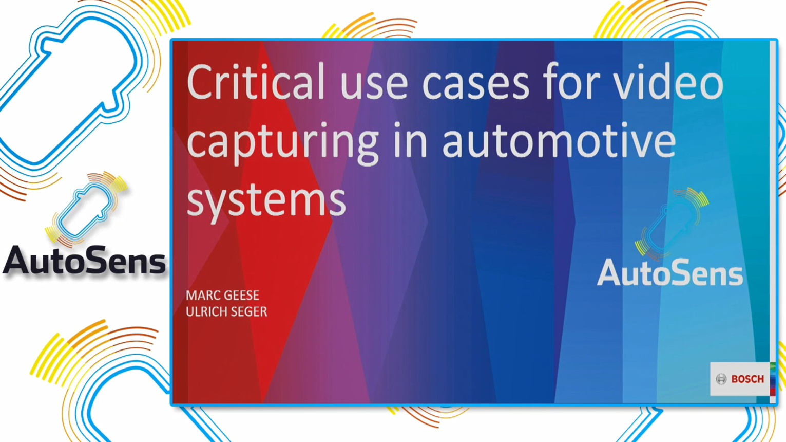 Critical use cases for video capturing systems in autonomous driving applications 