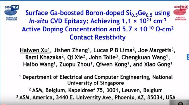 Technology Sessions: Surface Ga-Boosted Boron-Doped Si 0.5 Ge 0.5 Using In Situ CVD Epitaxy: Achieving 1.1 x 10^21 cm ^-3 Active Doping Concentration and 5.7 x 10^10 Omega-cm^2 Contact Resistivity