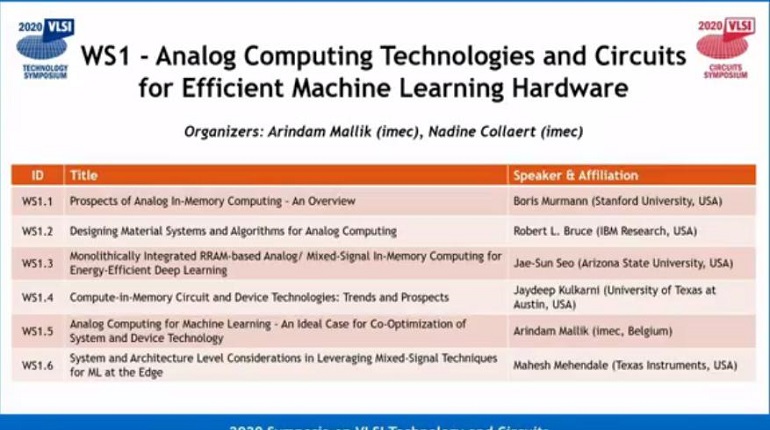 Workshop - WS1 Analog Computing Technologies and Circuits for Efficient Machine Learning Hardware