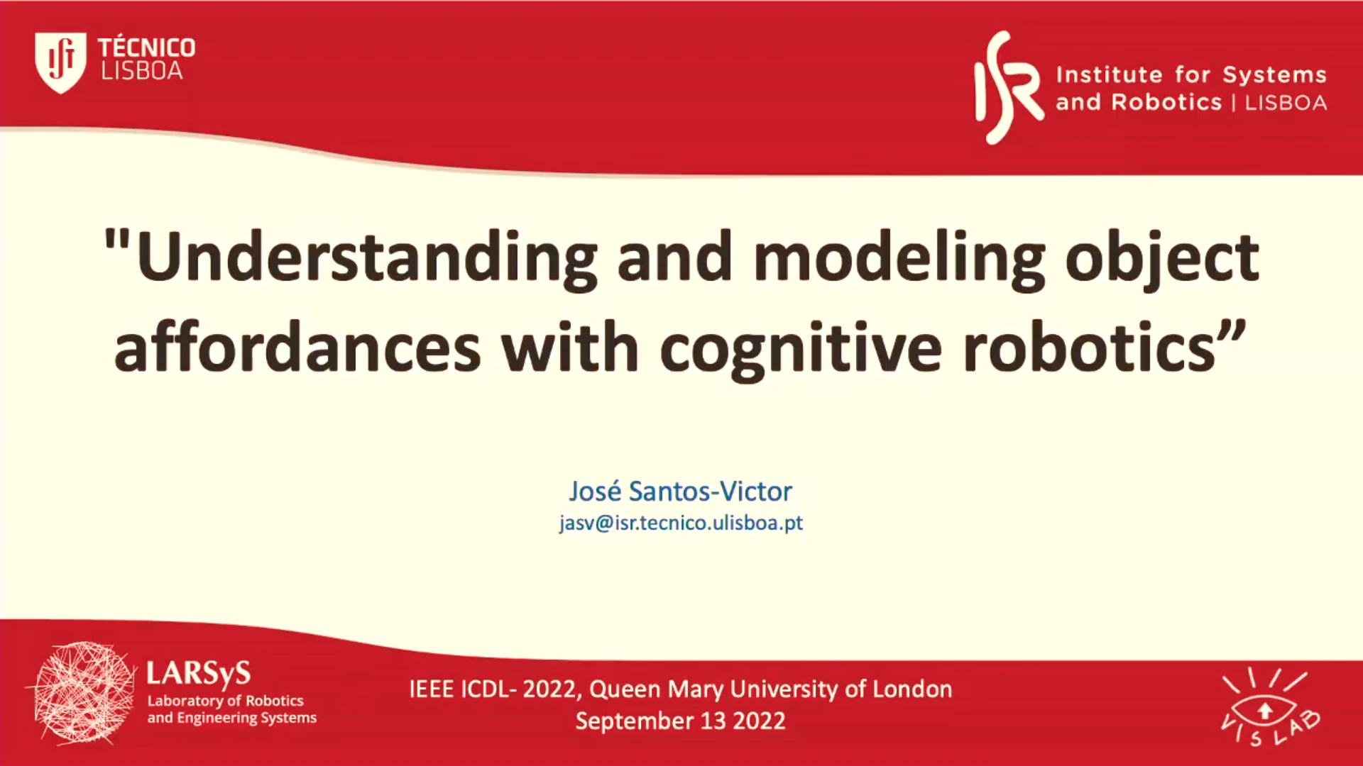 IEEE ICDL2022 Keynote 3 - Understanding & Modeling Object Affordances with Cognitive Robotics