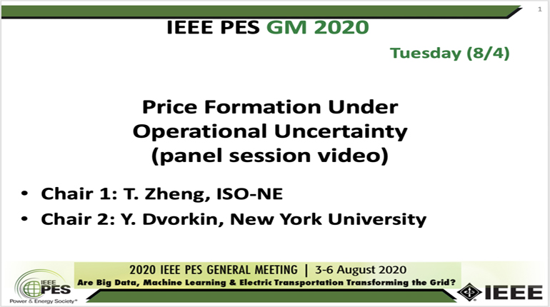 2020 PES GM 8/4 Panel Video: Price Formation Under Operational Uncertainty
