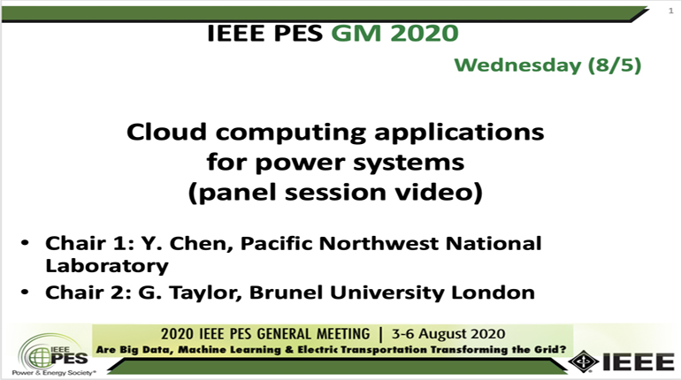 2020 PES GM 8/5 Panel Video: Cloud computing applications for power systems