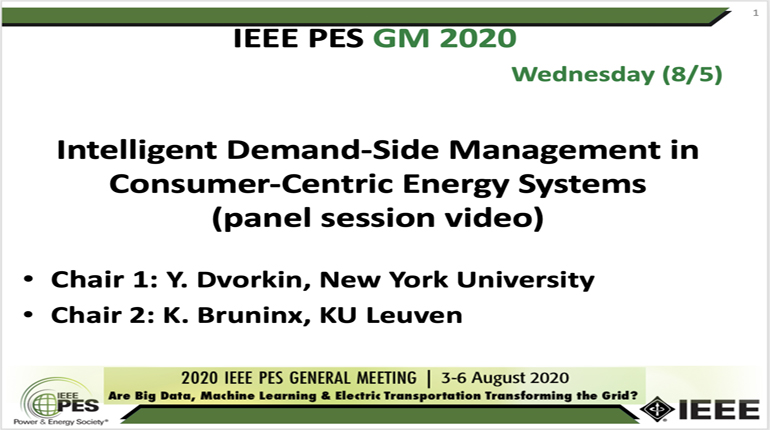 2020 PES GM 8/5 Panel Video: Intelligent Demand-Side Management in Consumer-Centric Energy Systems