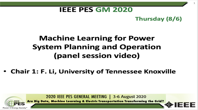 2020 PES GM 8/6 Panel Video: Machine Learning for Power System Planning and Operation