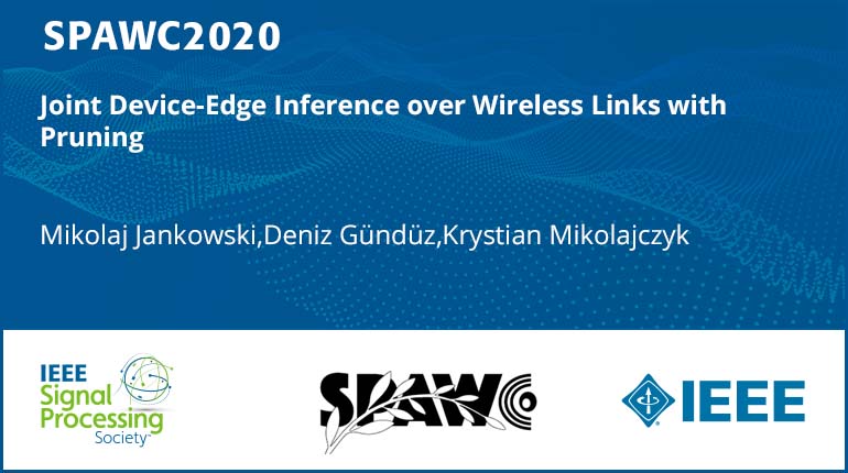 Joint Device-Edge Inference over Wireless Links with Pruning