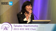 Chair Takako Hashimoto presents the benefits of WIE membership - 2016 Women in Engineering Conference