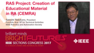 Satoshi Tadokoro: RAS Project - Creation of Educational Material in RA (CEMRA) - Studio Tech Talks: Sections Congress 2017