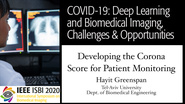 Hayit Greenspan - COVID-19, Deep Learning and Biomedical Imaging Panel