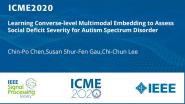 Learning Converse-level Multimodal Embedding to Assess Social Deficit Severity for Autism Spectrum Disorder