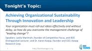 Achieving Organizational Sustainability Through Innovation and Leadership