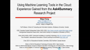 ICADS '23: Using Machine Learning Tools in the Cloud: Experience Gained from the Ask4Summary research project