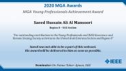 Saeed Hussain Ali Al Mansoori - IEEE MGA Young Professionals Achievement Award
