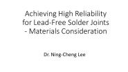 Tutorial: Achieving High Reliability for Lead-Free Solder Joints: Materials Considerations