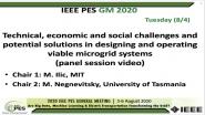 2020 PES GM 8/4 Panel Video: Technical, economic and social challenges and potential solutions in designing and operating viable microgrid systems