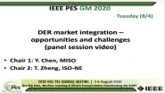 2020 PES GM 8/4 Panel Video: DER market integration ? opportunities and challenges