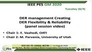 2020 PES GM 8/4 Panel Video: DER management Creating DER Flexibility & Reliability