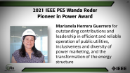 IEEE PES Wanda Reder Pioneer in Power, Marianela Herrera Guerrero-PES Awards Ceremony 2021