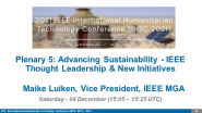 IEEE IHTC 2021 - Advancing Sustainability - IEEE   Thought Leadership & New Initiatives on Sustainable Development